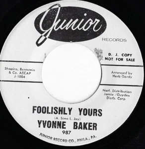 YVONNE BAKER tontamente tuya / there's no you US JUNIOR 45 rpm 987_1962 PROMOCIÓN - Imagen 1 de 2