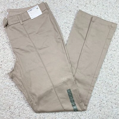 Nuevo pantalón de vestir New York & Co para mujer talla 12 beige tiro bajo corte bota plisado elástico Foto 1 de 4