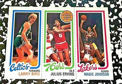 1997 TOPPS STARS RC REPRINT INSERT LARRY BIRD MAGIC JOHNSON   ERVING #8 MT 1996 - Image 1 of 2