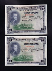 F.C. PAREJA CORRELATIVA 100 PESETAS 1925 , SERIE D , S/C- . - Imagen 1 de 2