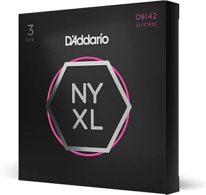 3 juegos de cuerdas para guitarra eléctrica NYXL0942 D'Addario NYXL0942-3P súper ligeras - Imagen 1 de 24