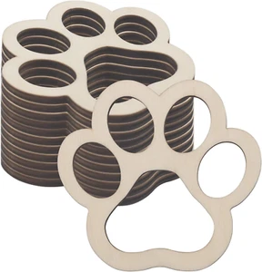 24Pcs Paw Shaped Wooden Cutouts Dog Cat Claws Cutouts Unfinished Wood Pet Paw Wo - Picture 1 of 7