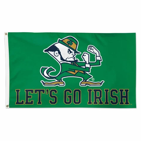 NOTRE DAME FIGHTING IRISH LET'S GO IRISH 3'X5' DELUXE FLAG BRAND NEW WINCRAFT 🍀 Cover