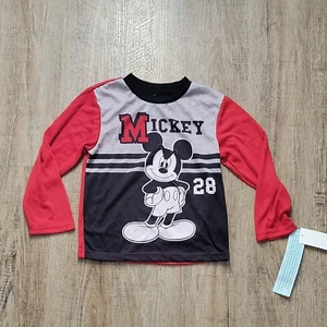 Disney Mickey Pajama Shirt ~ Sz S ~ Red & Gray ~ Long Sleeve - Picture 1 of 4