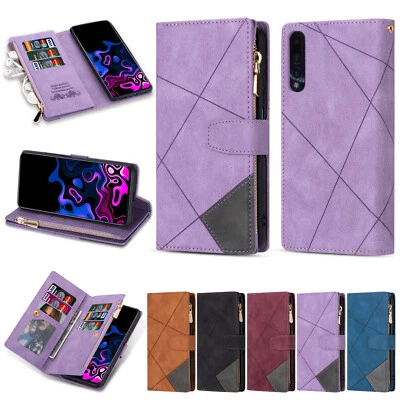 Zipper Wallet Flip Phone Case Cover With Lanyard For Huawei P20 P30 P40 Pro Lite - Image 1 of 4