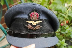 RAF officers peak cap with kings crown badge - Picture 1 of 9