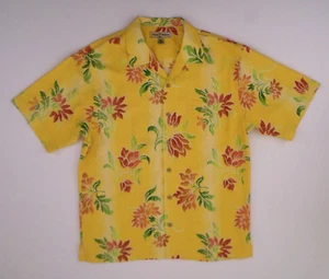 Tommy Bahama Men's Short Sleeve Loop Shirt M Yellow Floral 100% Silk - Picture 1 of 10