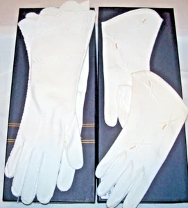 2 Pairs Vintage Ladies White Gloves Delicate Details 3/4 and Regular Length NICE - Picture 1 of 2