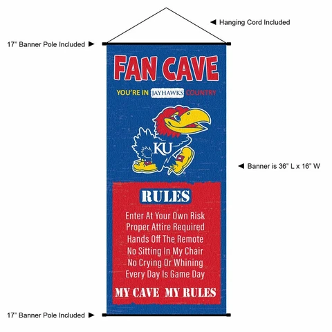 University of Kansas Jayhawks Man Cave Fan Room Banner Poster Art Canvas Cover