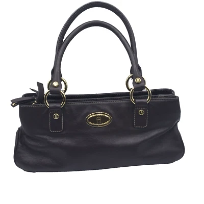 Etienne Aigner Brown Leather Handbag Purse Top Zip Double Compartment - Image 1 of 4