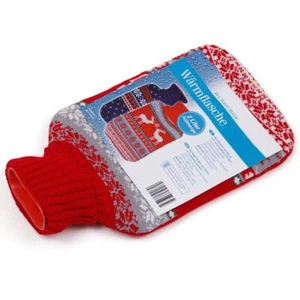 BOTELLA DE CALOR CON CUBIERTA BOTELLA DE CAMA ROJA BOTELLA DE CALOR FUNDA DE PUNTO LAVABLE 2L - Imagen 1 de 4