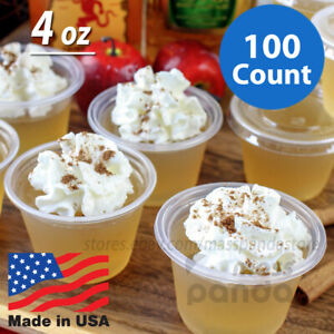 100ct 4 oz Dart Large Jelly Shot Portion Cups with Lids Option, Clear Plastic