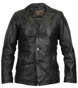Chaqueta de cuero para hombre de piel de napa de cordero suave, estilo años 70, blazer de cuero - Imagen 1 de 5