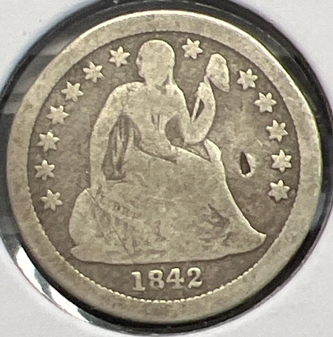 1842-O SEATED LIBERTY SILVER DIME GOOD DETAIL READ ACTUAL COIN  #C13827 Cover