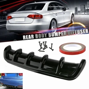 ABS Black Shark Fin 6 Wing Diffuser Rear Bumper Lip Universal Car Spoiler Cover - Picture 1 of 11