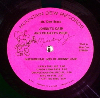 JOHNNY'S CASH AND CHARLEY'S PRIDE MT. DEW BRASS INSTRUMENTAL... VINYL LP 222-8 - Image 1 of 4