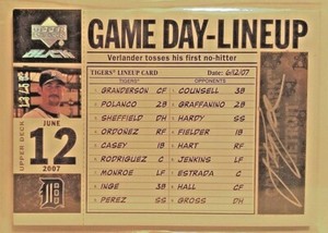 2007 UD Black Game Day Lineup Autographs #JV 13/50 Justin Verlander