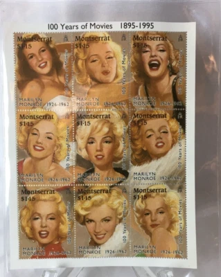 Montserrat #860 MNH Sheet - Marilyn Monroe - 100 Years of Movies ~ with COA!!! - Image 1 of 2