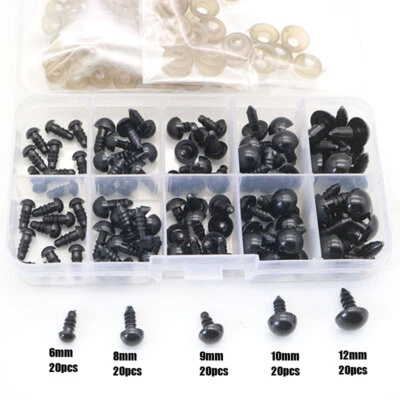 100Pcs/Set 6-12mm New Puppet Children Toy Eyes Plastic Safety Eye DIY For Anima - Bild 1 von 4