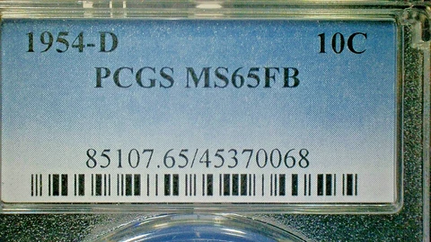 4th of JULY SALE EXTENDS--U.S. UNC. 1954-D PCGS MS65FB SILVER DIME-KM#195 Cover