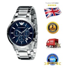  NEW Emporio Armani AR2448 Gents        Stainless Steel Quartz Watch Blue Dial 
