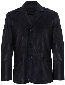 Men's Black Genuine Leather Blazer Soft Real Italian Tailore Vintage Jacket Coat