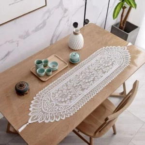 2pcs Embroidered Lace Table Runner Cotton Crochet Table Cover Wedding Party - Picture 1 of 15