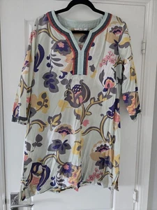Boden 100% Cotton Floral Print Tunic Top with 3/4 Sleeves, Size 18 - Picture 1 of 5