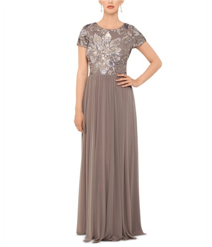 Betsy & Adam Womens Sequin Gown Dress
