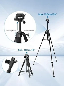 Moman TP59F Lightweight Tripod, Aluminium Camera Tripod Stand with Head - Picture 1 of 2