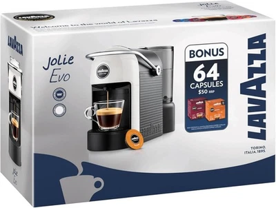 Paquete de máquina de café Lavazza Jolie A Modo Mio con 64 cápsulas de cápsulas de espresso Foto 1 de 4