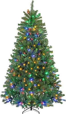 Árbol de Navidad Verde Artificial Pre-iluminado Árbol de Navidad con Luces LED Cambiantes Foto 1 de 4