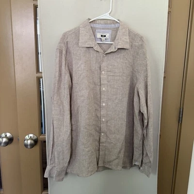 Joseph Abound Men's XXL Tan Beige Linen Blend Long Sleeve Button Up Shirt - Image 1 of 4