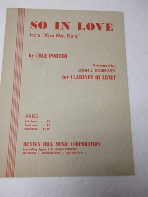 Cole Porter So in Love from Kiss Me Kate Clarinet Quartet Sheet Music Morrisey - Image 1 of 4