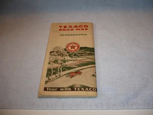 1930's or 1940’s TEXACO Gas & Oil Road Map Of pennsylvania free shipping - Picture 1 of 4