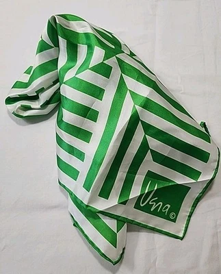 Bufanda vintage Vera Neuman mezcla de seda verde blanco geométrica firmada Foto 1 de 3