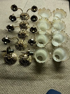 Victorian Style Sconce Brass Wall Lights and Shades - Picture 1 of 2