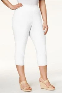 Style & Co. White Plus Size Capri Pants - Women's Twill Bottoms - Picture 1 of 2