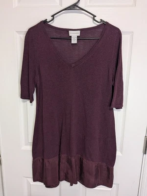 Top túnica suave envolvente para mujer grande púrpura lino mezcla seda elástico boho Foto 1 de 4