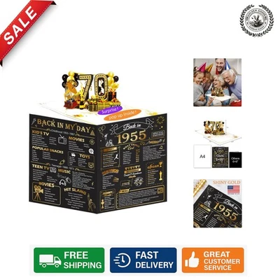 Tarjeta Memorable 70 Cumpleaños - Diseño 3D con Espacio de Mensajes Personalizado Foto 1 de 4