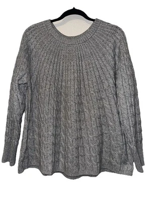 Suéter feminino Lane Bryant plus size tamanho 22/24 cinza malha cabo gola redonda - Imagem 1 de 4