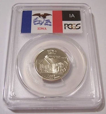 2004 S Clad Iowa State Quarter Proof PR70 DCAM PCGS Flag Label - Image 1 of 2