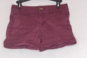 American Eagle Womens Chino Shorts Size 2 Maroon Stretch Cotton Blend Midi - Picture 1 of 6