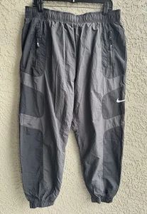 Nike Men’s Gray Black Lined Woven Swoosh Windrunner Nylon Track Pants XL - Picture 1 of 14