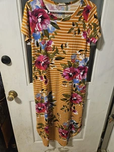 Oddy Gr. Small T-Shirt Kleid Blumen tropisch gestreift Strand Party Kleid Oddi - Bild 1 von 6