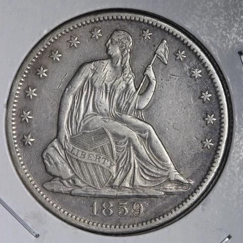 1859-S Seated Liberty Half Dollar CHOICE AU Better Date! E929 RCBM Cover