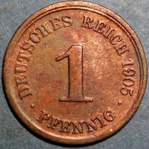Germany 1 Pfennig 1905 F Wilhelm II KM# 10 - Picture 1 of 2