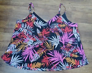 Summer Top Adjustable Straps Multi Leaf Pattern, Polyester, UK Size 22, BNWT - Picture 1 of 18