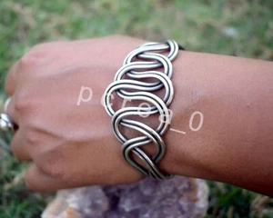 925 Silver Plated bangle, Adjustable bangle Large Gauge Wire, Unique bracelet A2 - Picture 1 of 11