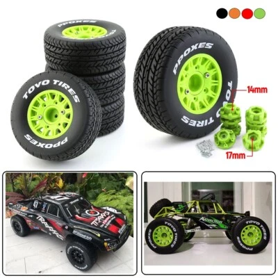 4Pcs 1/8 1/10 Short Course Truck Tire Tyre Wheel Set For Traxxas Slash VKAR 10SC - Image 1 of 4
